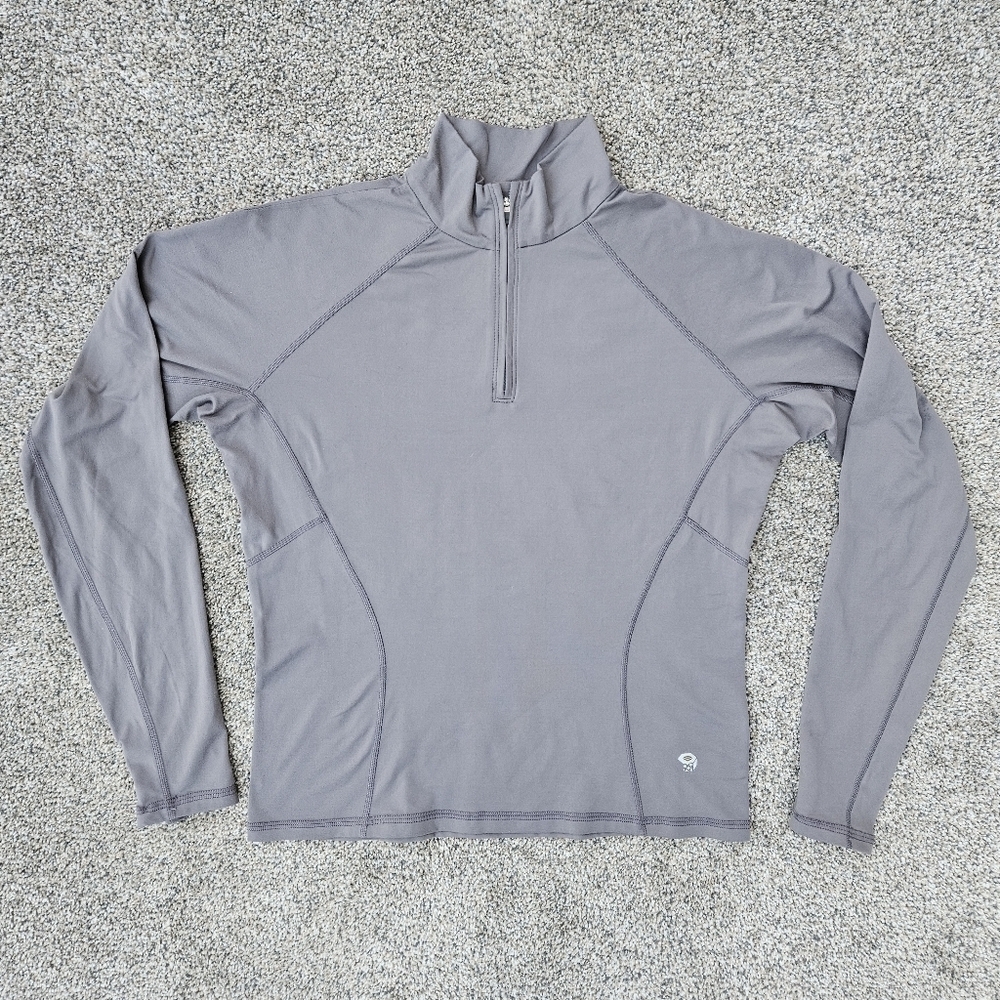 Mountain Hardwear Gray Base Layer Long Sleeve Shirt 1/4 Zip Stretch Women Size M